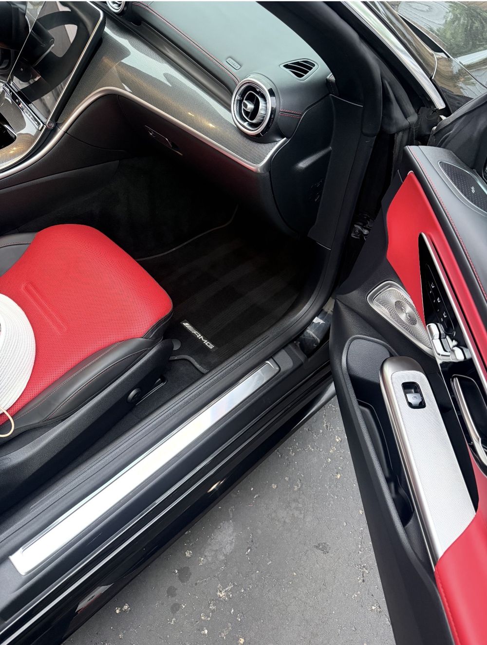 Mercedes-AMG driver seat, door panel and sill after detailing