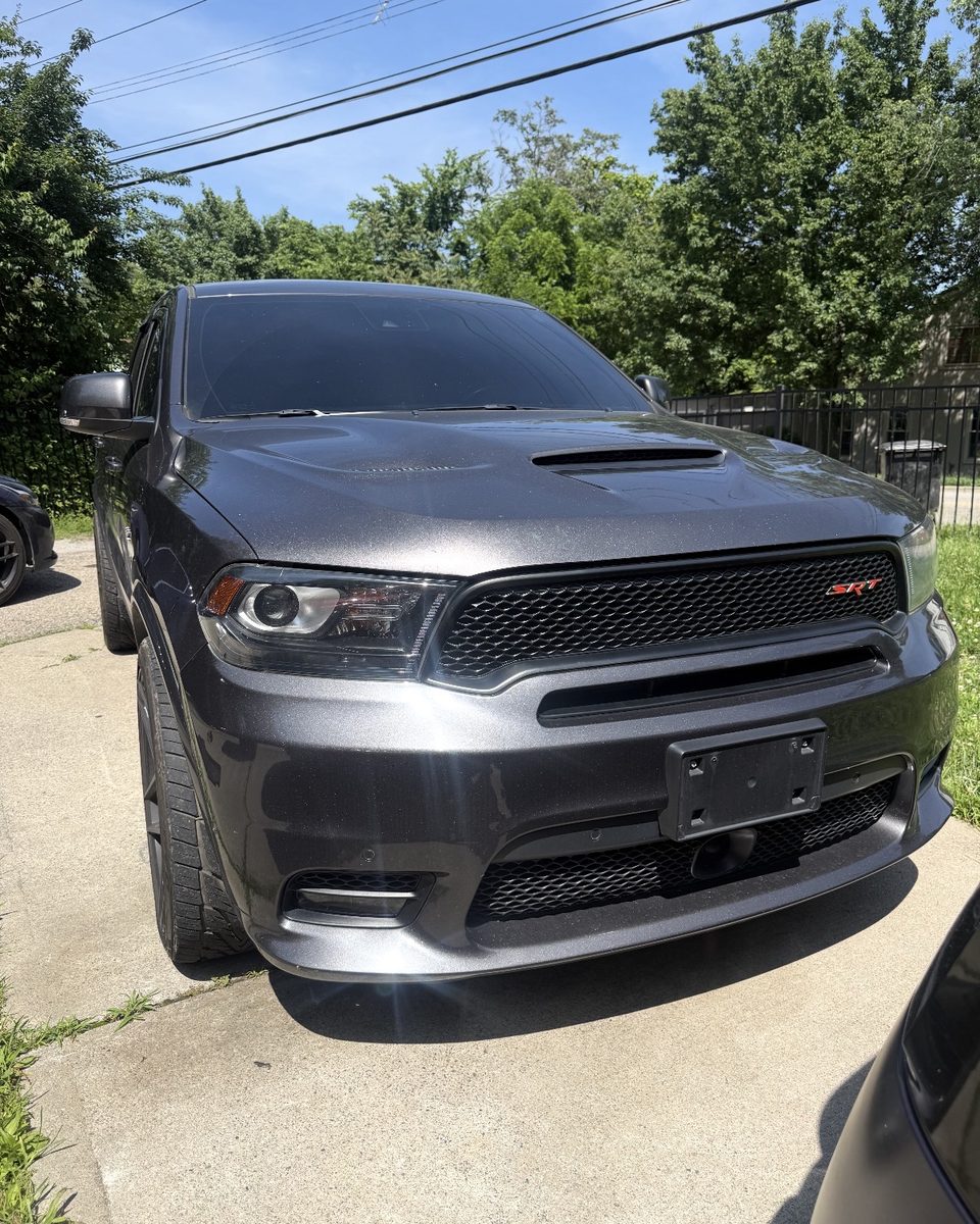 Gray Dodge Durango SRT after an exterior wash